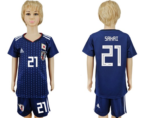 Japan #21 Sakai Home Kid Soccer Country Jersey